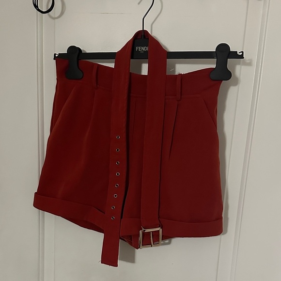 bebe Pants - Bebe High Waist Red Women's Shorts